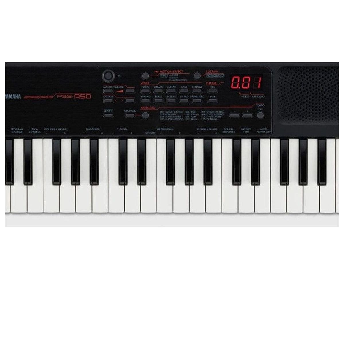 Mini Teclado Yamaha SA-50 con MIDI USB detalle | Armonía Musical México