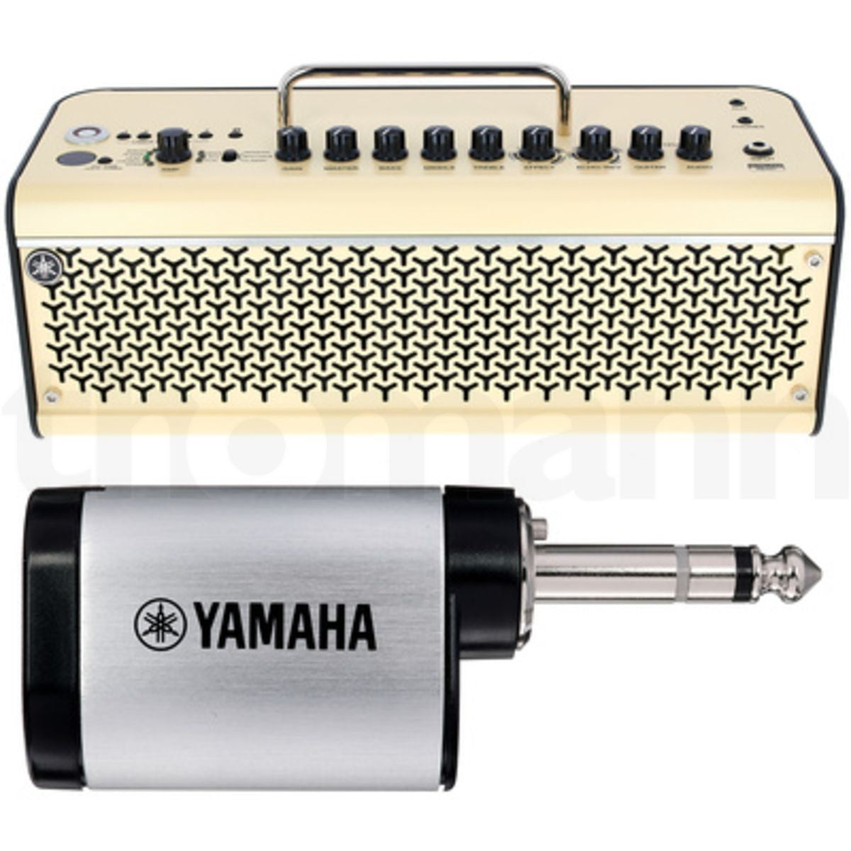 Amplificador portátil Yamaha THR30II Wireless 30W blanco detalle panel de controles | Armonía Musical México