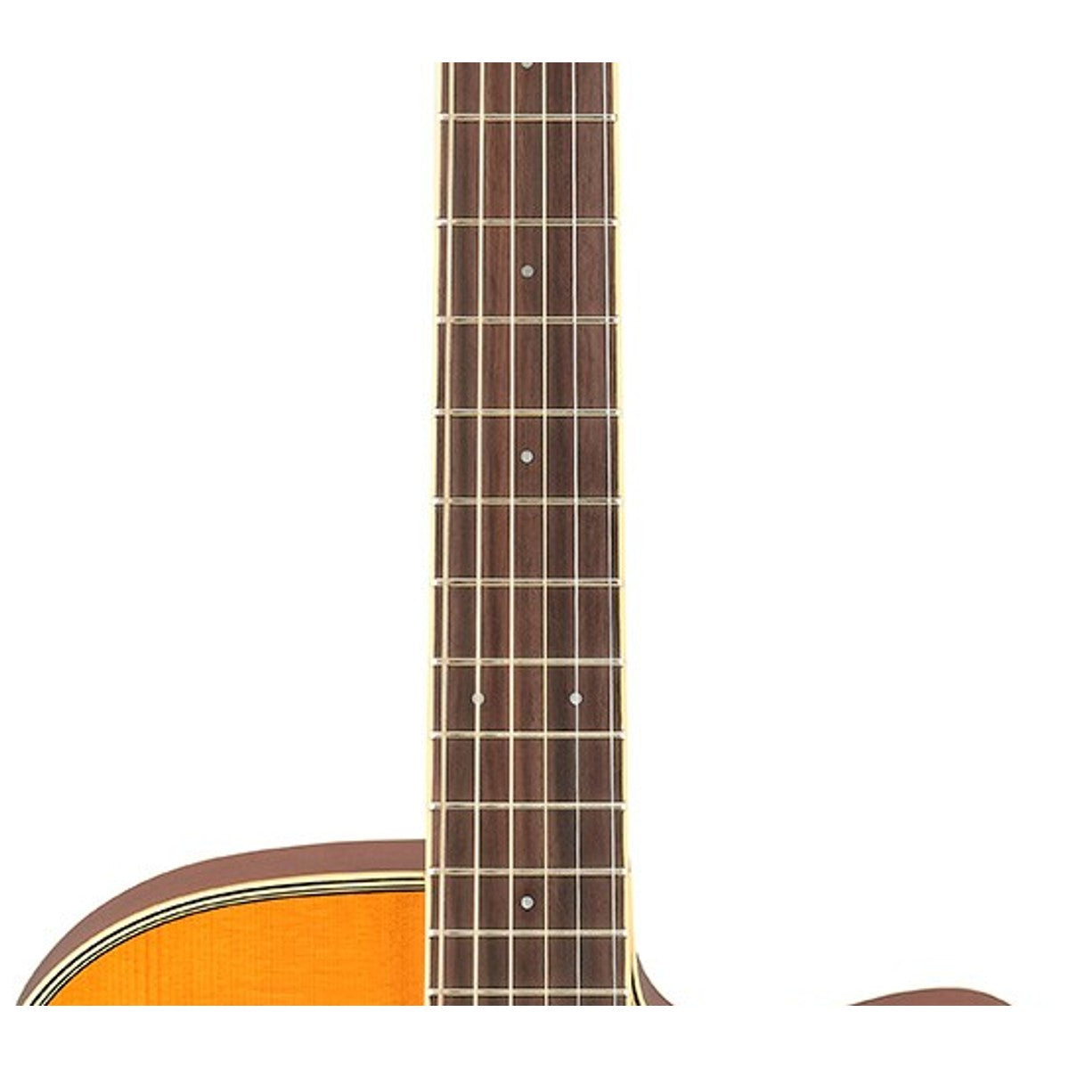 Guitarra TransAcoustic Yamaha FSC-TA cutaway Vintage Tint detalle boca y roseta | Armonía Musical México