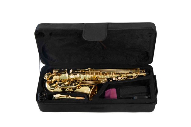 Saxofon Alto Symphonic As-200gl Bb Color Dorado con estuche.