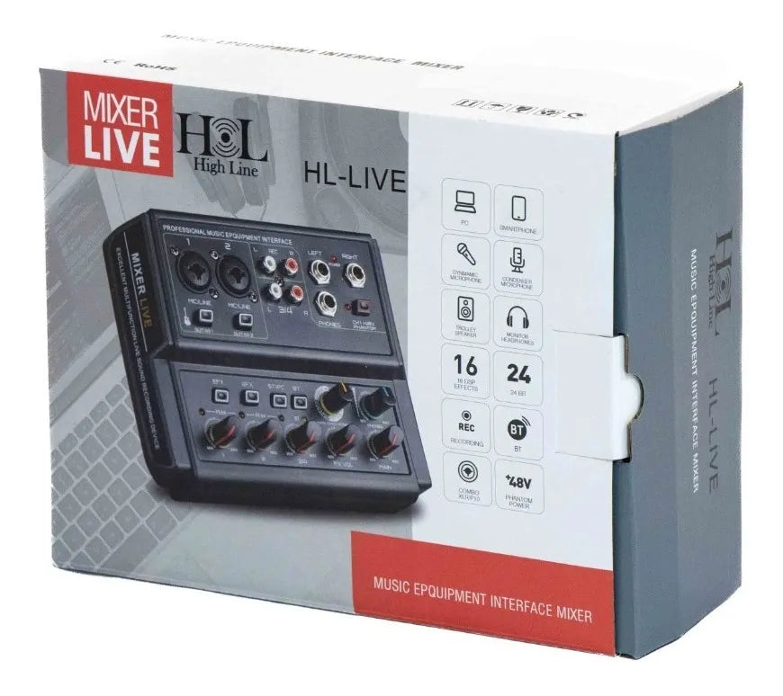 Mezcladora-interfaz High Line Hl-live 16 Efectos