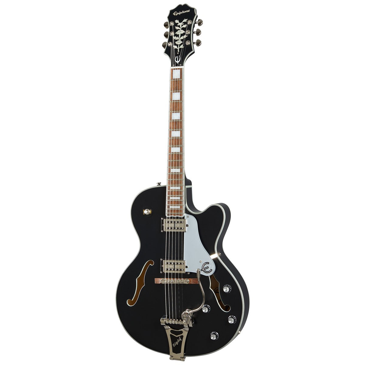 Epiphone Guitarra Electrica Epiphone Emperor Swingster Black Aged Gloss frontal | Armonía Musical México