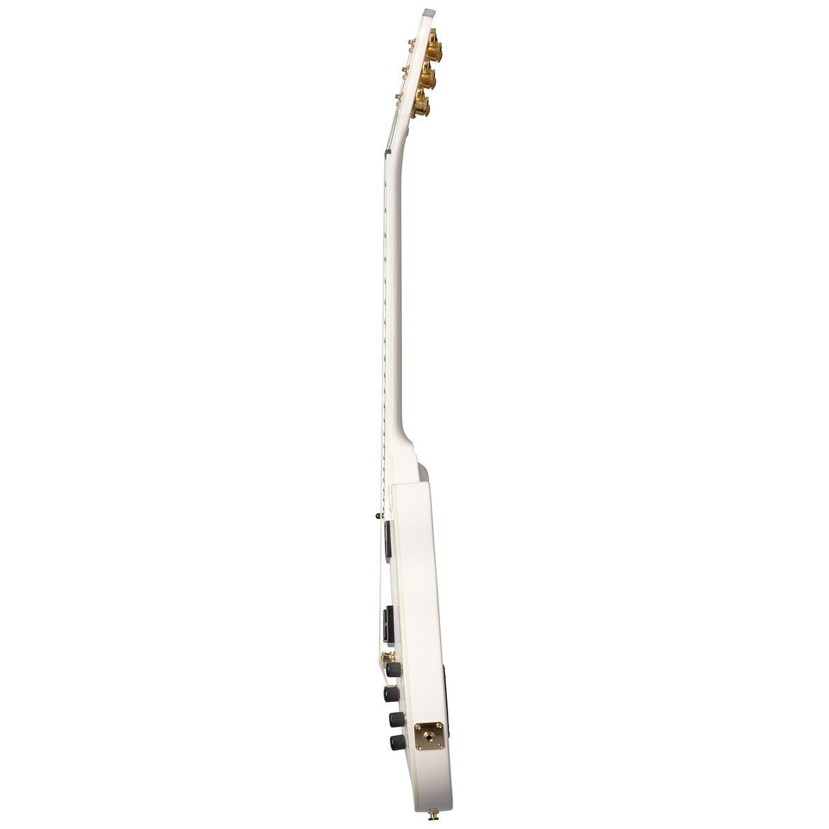 Epiphone Epiphone Guitarra Eléctrica Epiphone Matt Heafy Les Paul Custom Origins White y Case vista lateral | Armonía Musical