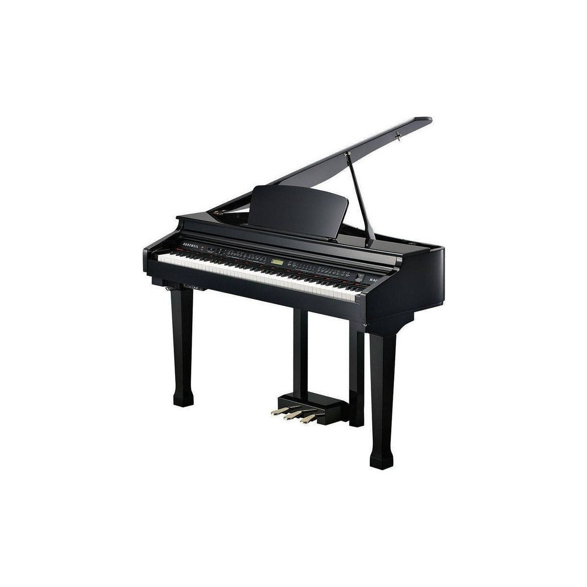 Kurzweil Piano de Cola Kurzweil KAG100 Acabado Negro Brillante detalle tapa | Armonía Musical México