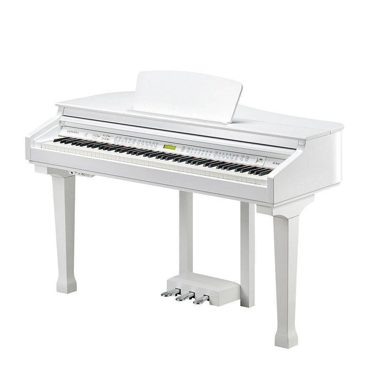 Kurzweil Piano de Cola Kurzweil KAG100 Acabado Blanco Brillante detalle tapa | Armonía Musical México