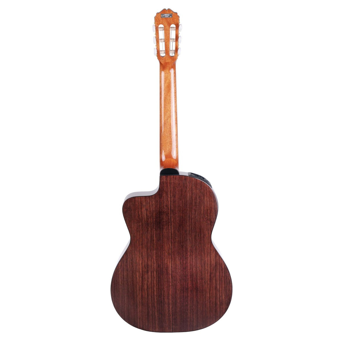 Takamine GC5CE natural vista trasera, aros y fondo de nogal negro | Armonía Musical México