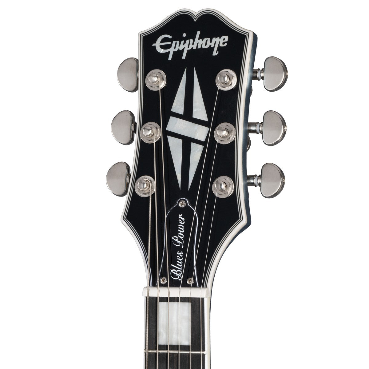 Epiphone Guitarra Electrica Epiphone Jared James Nichols "Blues Power" Les Paul Custom Blue detalle tapa | Armonía Musical Mé
