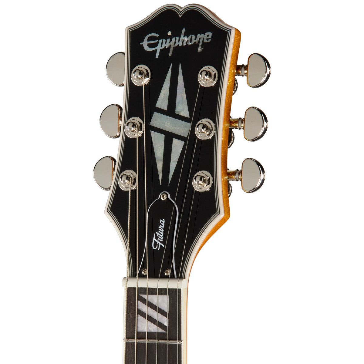 Epiphone Guitarra Electrica Epiphone Futura Les Paul Custom headstock | Armonía Musical México
