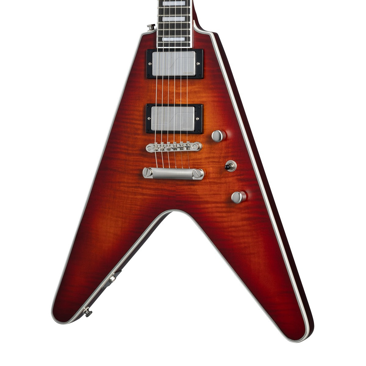 Epiphone Epiphone Guitarra Eléctrica Epiphone Flying V prophecy Roja Flameada detalle puente | Armonía Musical México