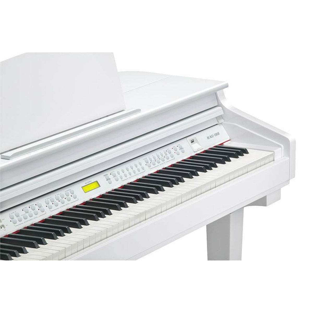 Kurzweil Piano de Cola Kurzweil KAG100 Acabado Blanco Brillante detalle | Armonía Musical México