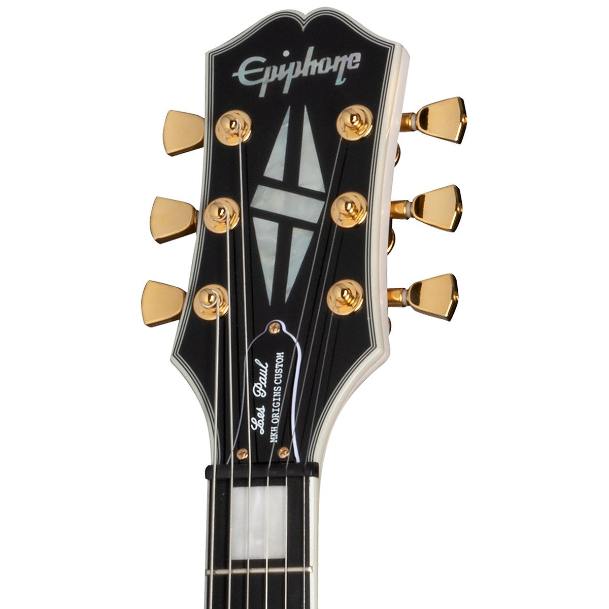 Epiphone Epiphone Guitarra Eléctrica Epiphone Matt Heafy Les Paul Custom Origins White y Case en uso | Armonía Musical México