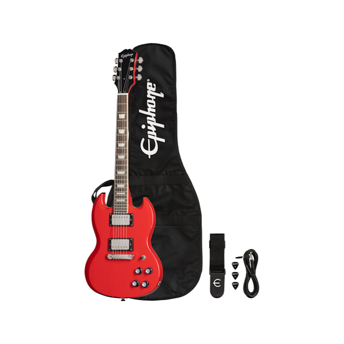 Epiphone Power Players SG Lava Red set con funda, correa, cable y púas | Armonía Musical México
