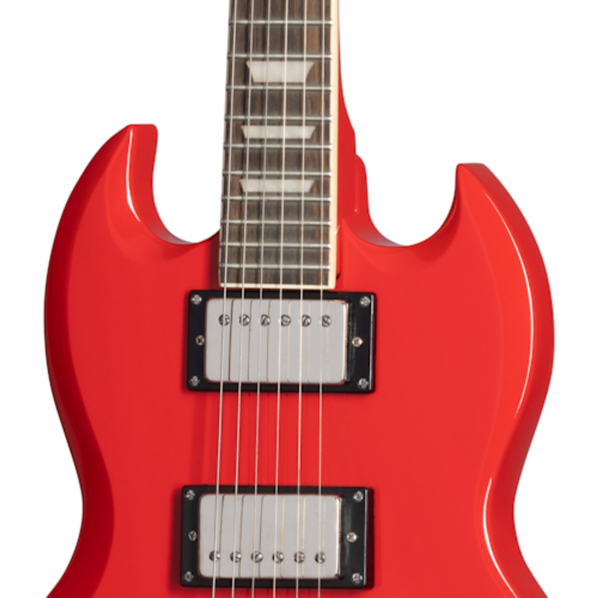 Epiphone Power Players SG Lava Red detalle de pastillas humbucker | Armonía Musical México