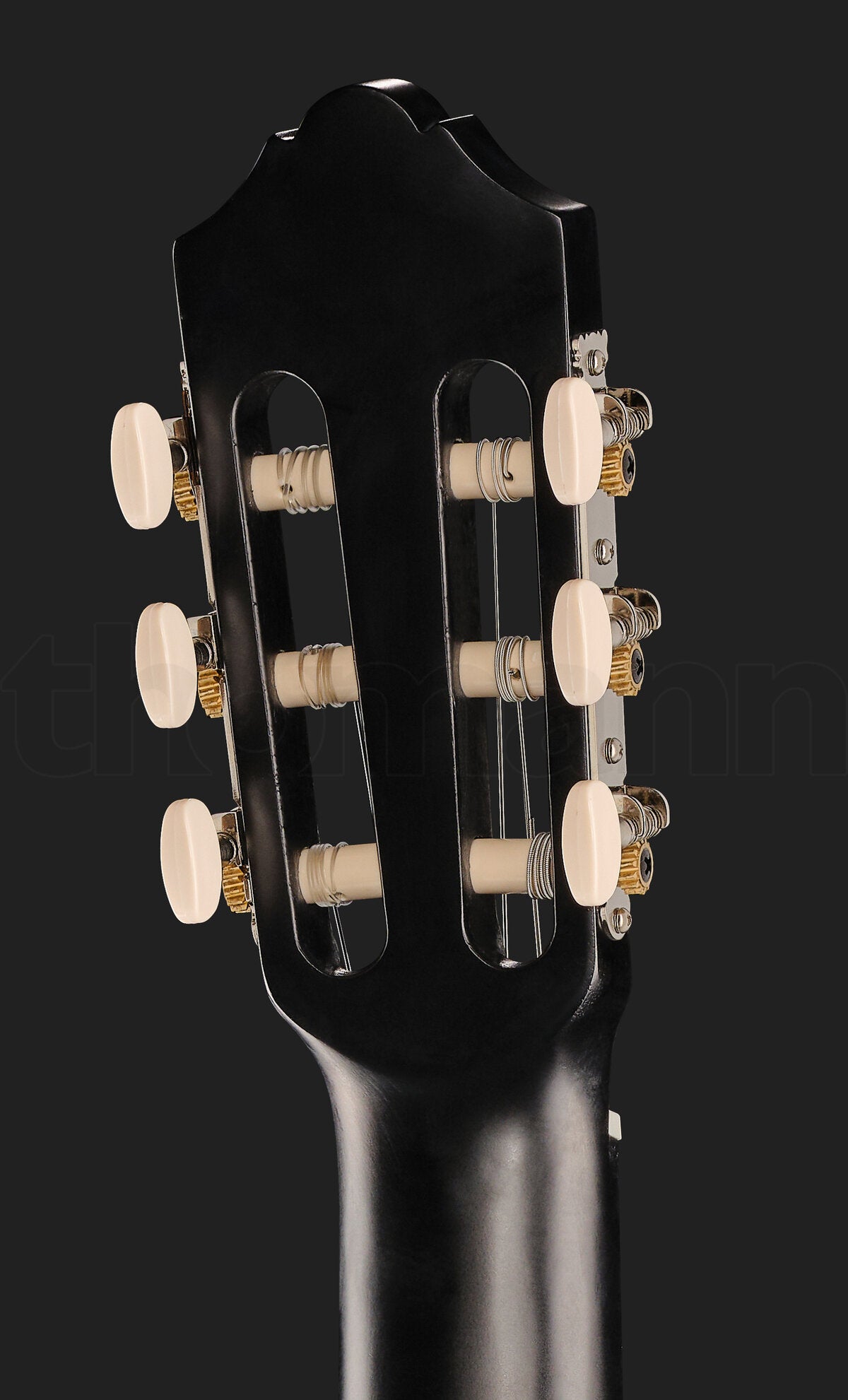 Guitarra clásica Yamaha C40 4/4 negro brillante detalle clavijero | Armonía Musical México