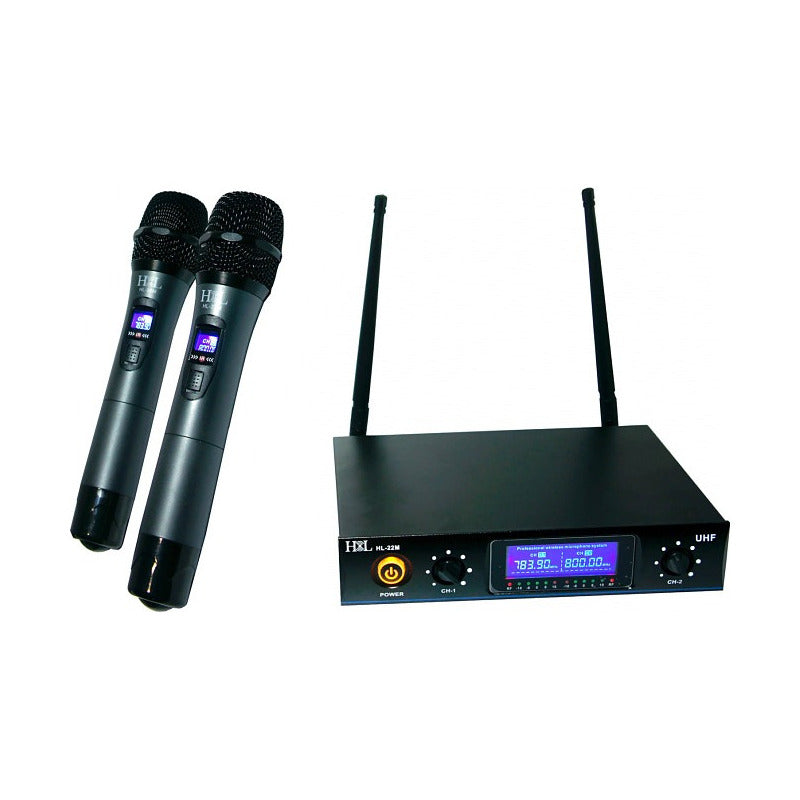 Micrófonos Inalámbrico high Line hl22m Doble De Mano Digital Negro