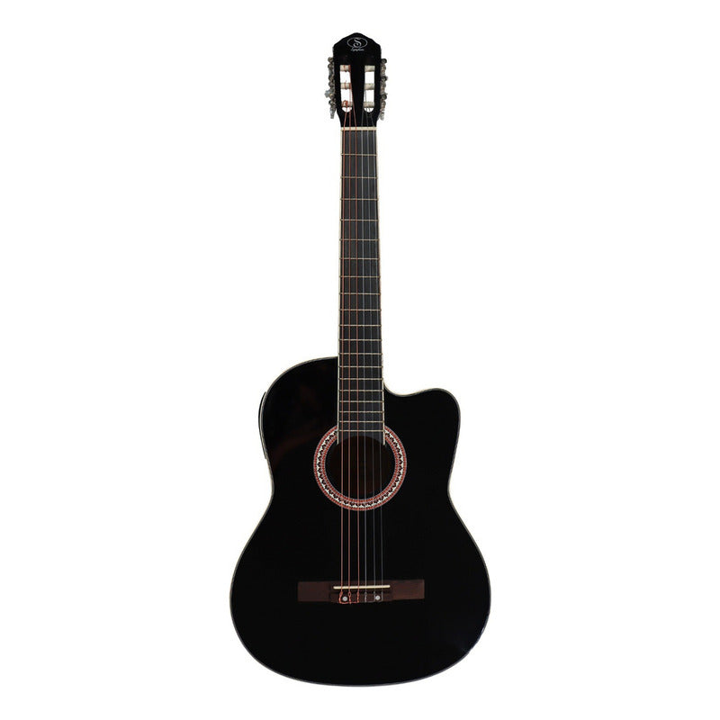 Guitarra Electroacústica Symphonic Ec3920ce-bk Negra Color Negro Material Del Diapasón Palisandro Orientación De La Mano Diestro