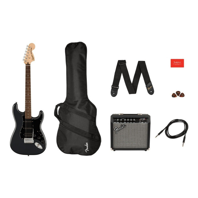 Paq De Guitarra Fender Affinity Strato Hss Charcoal Metallic