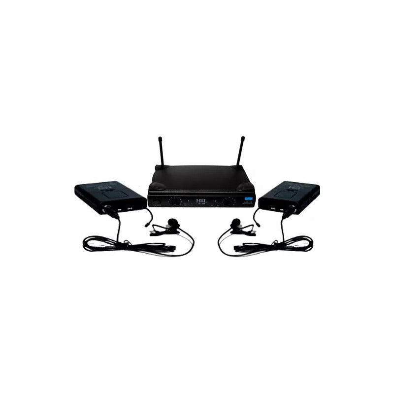Micrófono Sistema Inalámbrico Hl-2s Doble Solapa Uhf Color Negro