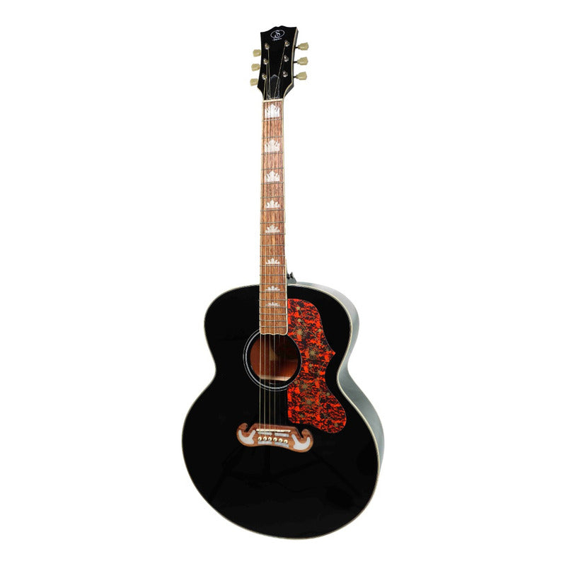 Guitarra Acústica Symphonic Ed49-bk Premium Jumbo Negra