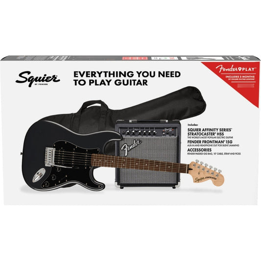 Paq De Guitarra Fender Affinity Strato Hss Charcoal Metallic