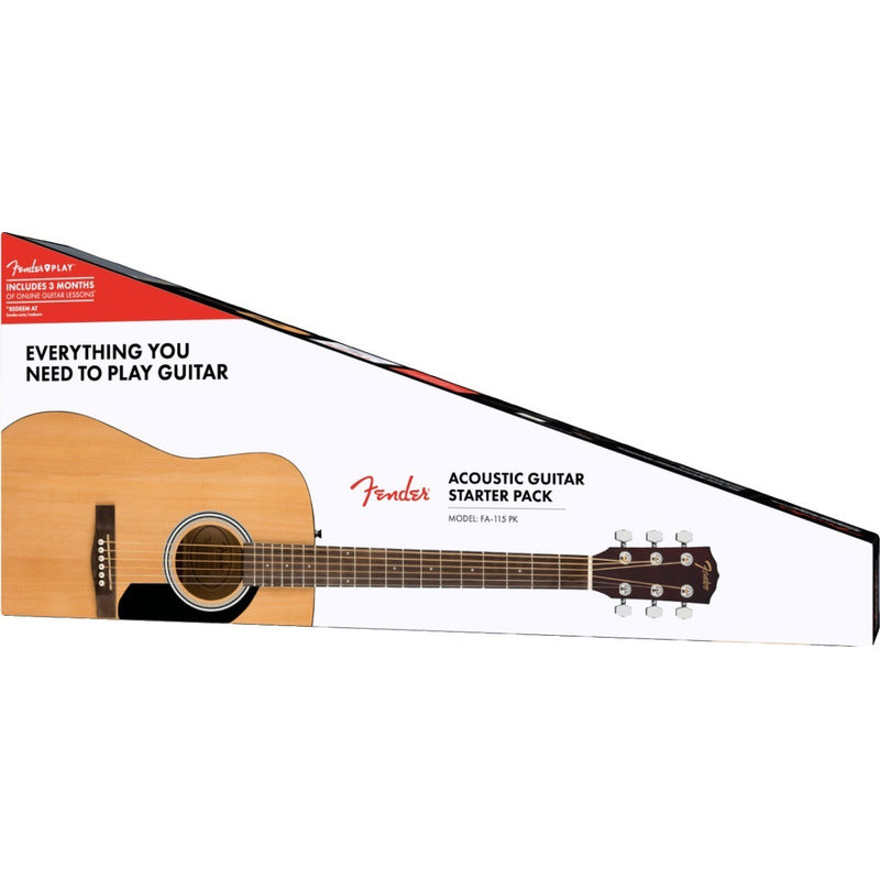 Guitarra Acústica Fender Dreadnought Fa-115 Para Diestros Natural Brillante