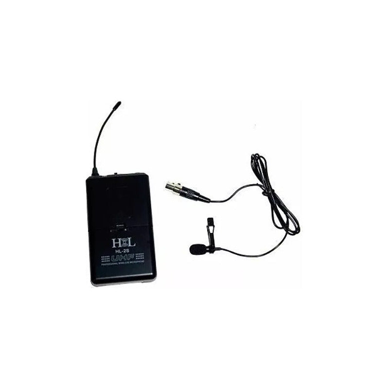 Micrófono Sistema Inalámbrico Hl-2s Doble Solapa Uhf Color Negro