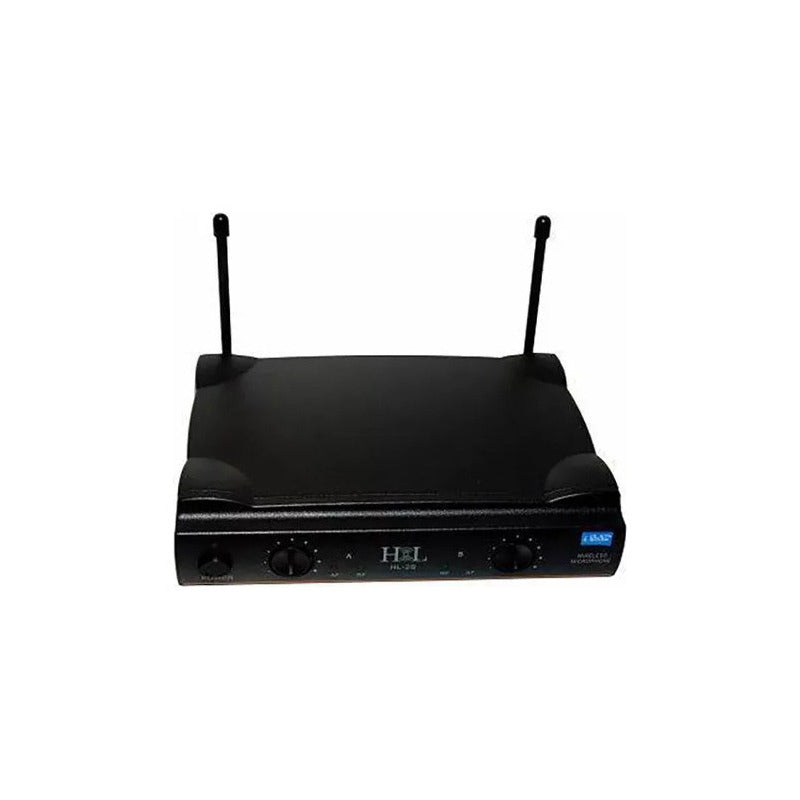 Micrófono Sistema Inalámbrico Hl-2s Doble Solapa Uhf Color Negro