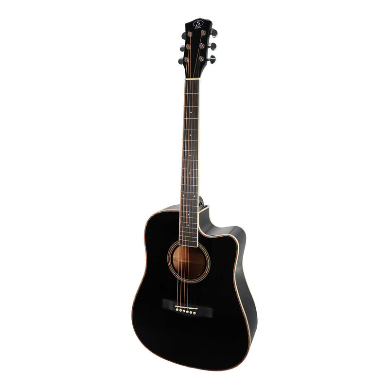 Guitarra Acústica Symphonic Ed14 Bk Negra 41 Color Negro Orientación De La Mano Diestro