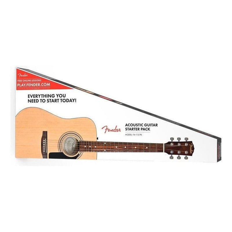 Guitarra Acústica Fender Dreadnought Fa-115 Para Diestros Natural Brillante