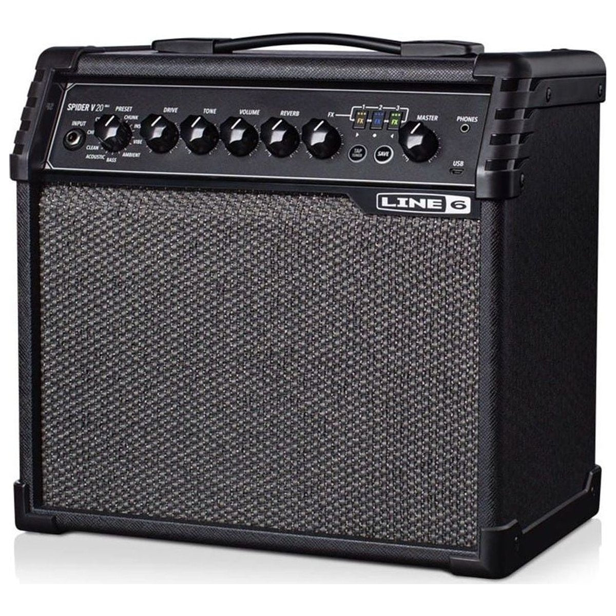 Line 6 Spider V 20 MKII vista trasera | Armonía Musical México