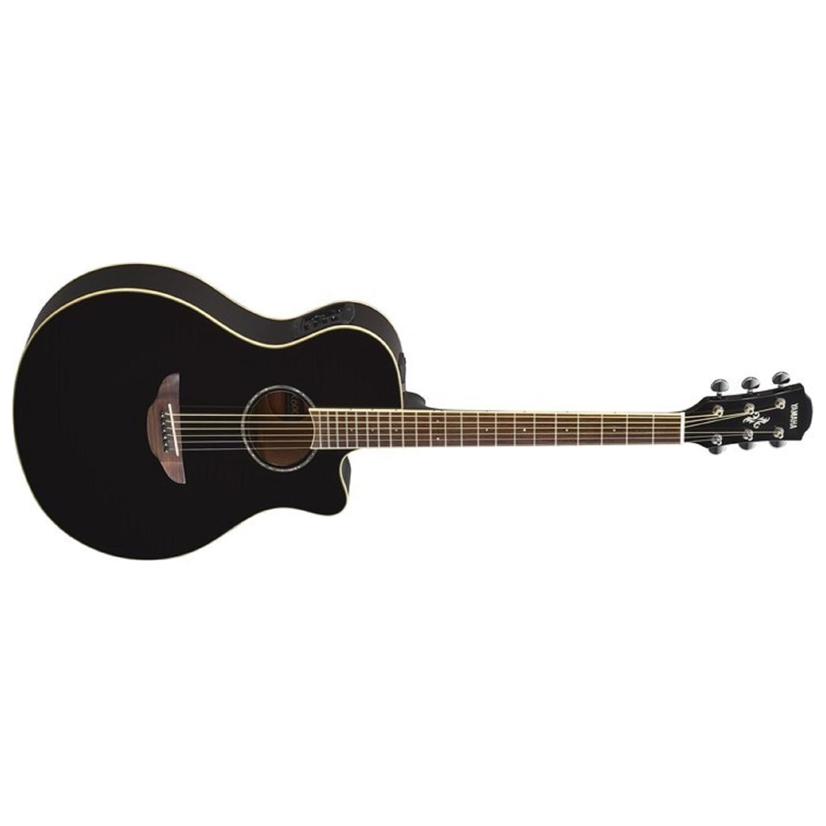 Guitarra electroacústica Yamaha APX600 Negro vista en ángulo | Armonía Musical México