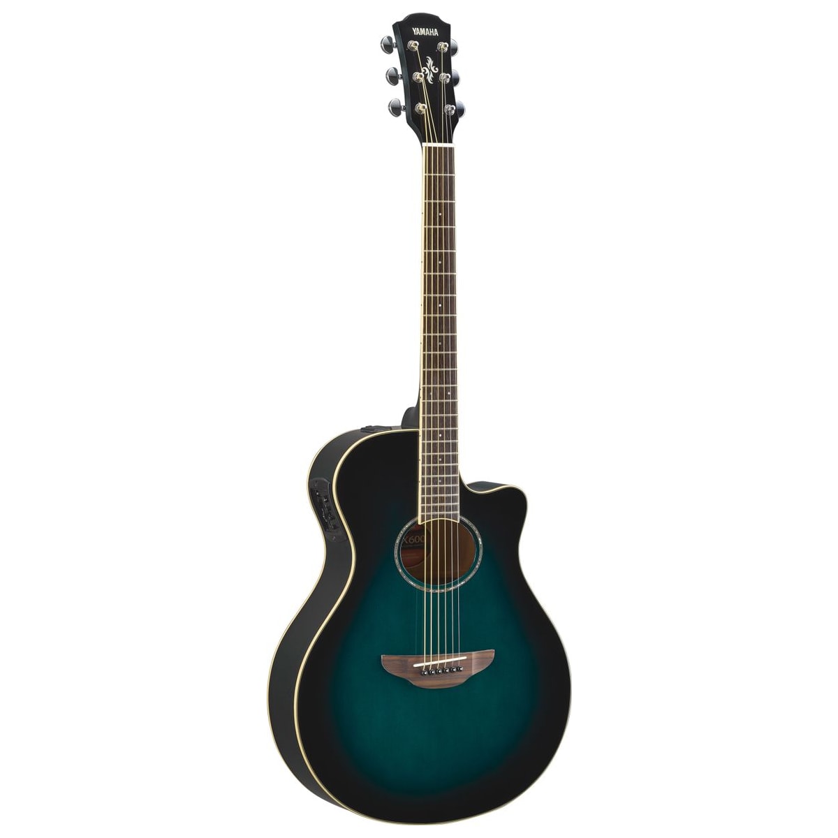 Guitarra electroacústica Yamaha APX600 Oriental Blue Burst vista frontal | Armonía Musical México