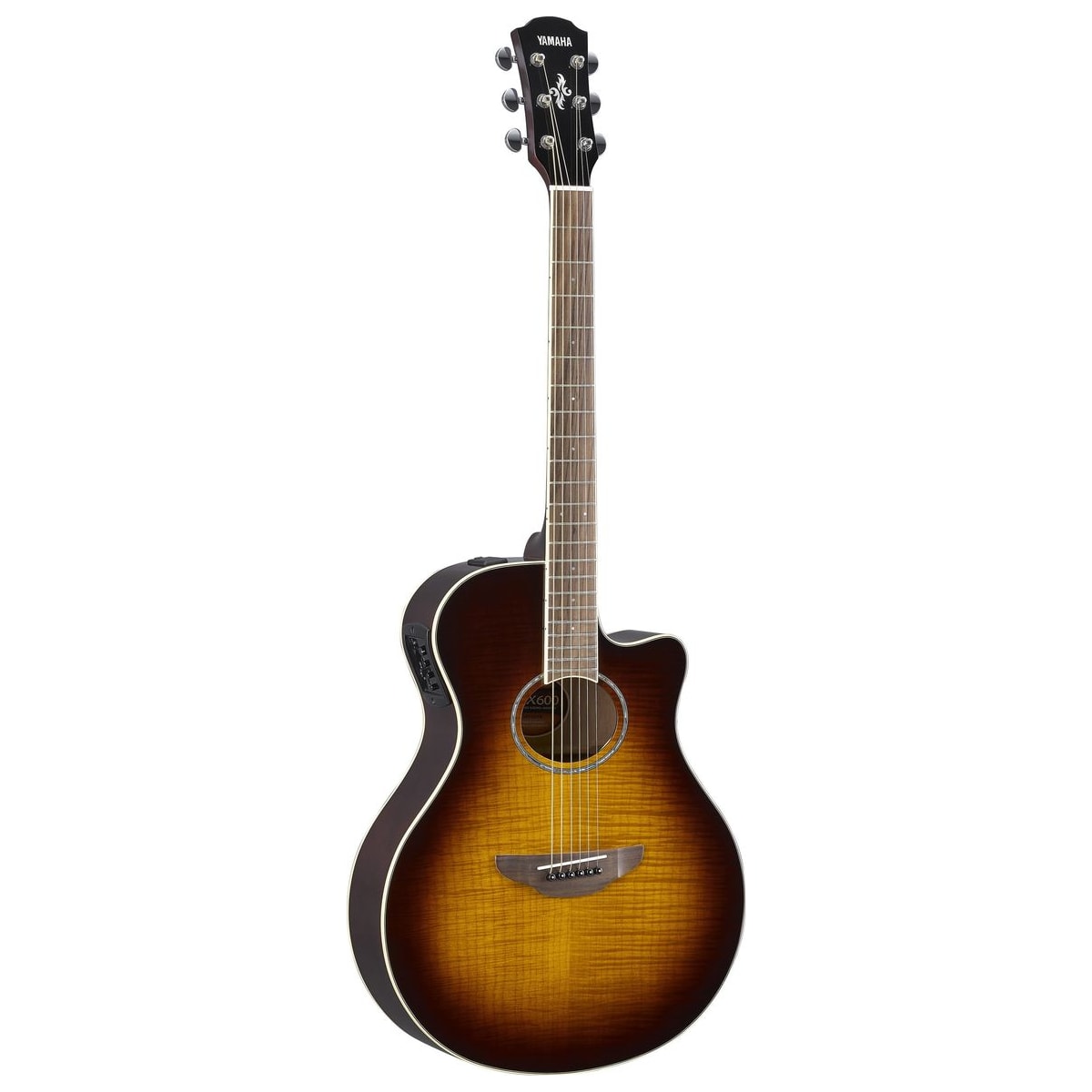 Guitarra electroacústica Yamaha APX600FM Tobacco Brown Sunburst vista frontal | Armonía Musical México