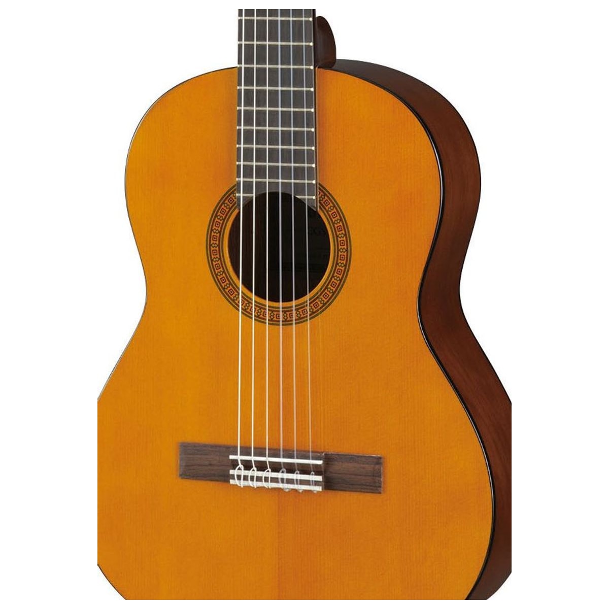 Guitarra clásica infantil Yamaha CGS102A Natural detalle cuerpo y boca | Armonía Musical México