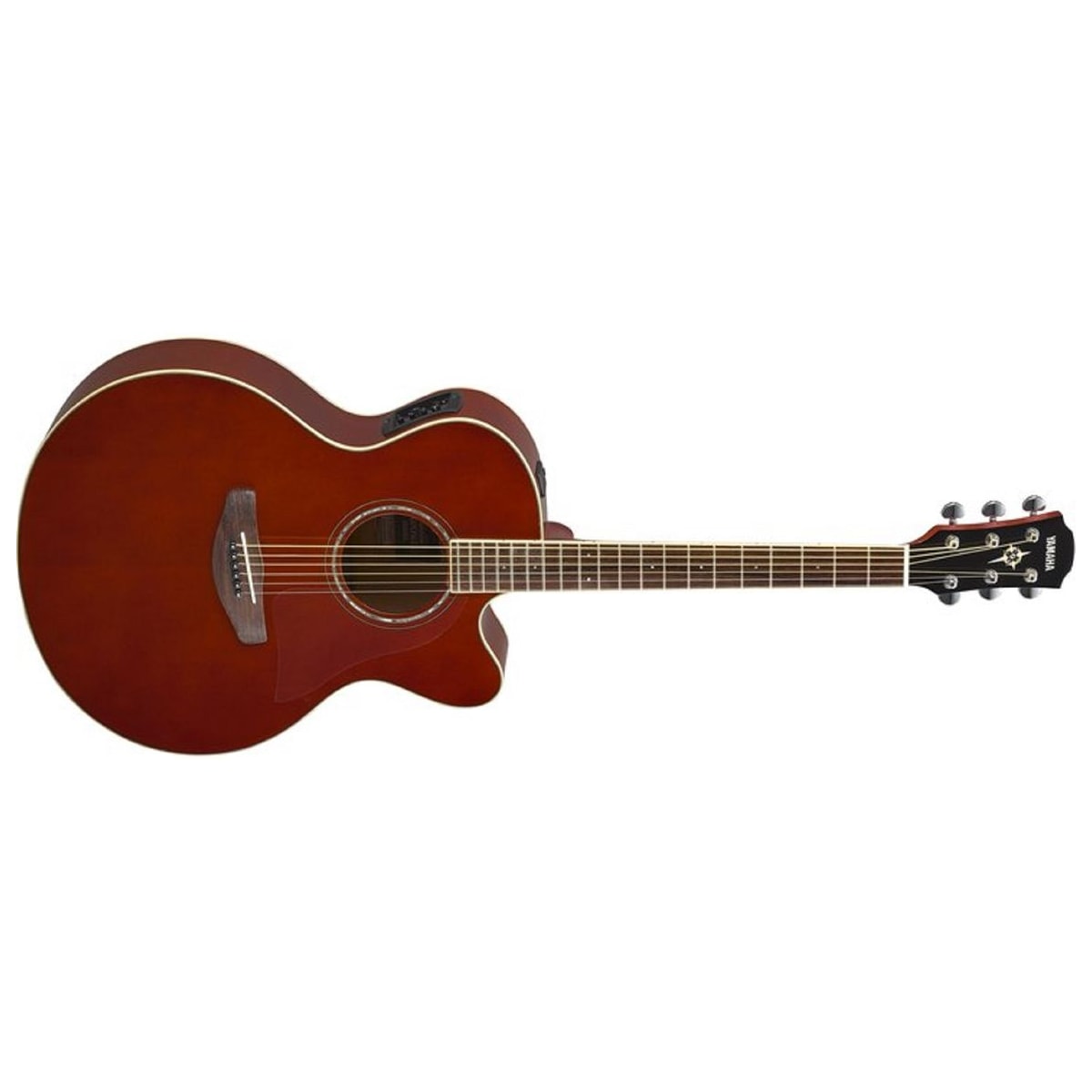 Guitarra electroacústica Yamaha CPX600 Root Beer vista en ángulo | Armonía Musical México