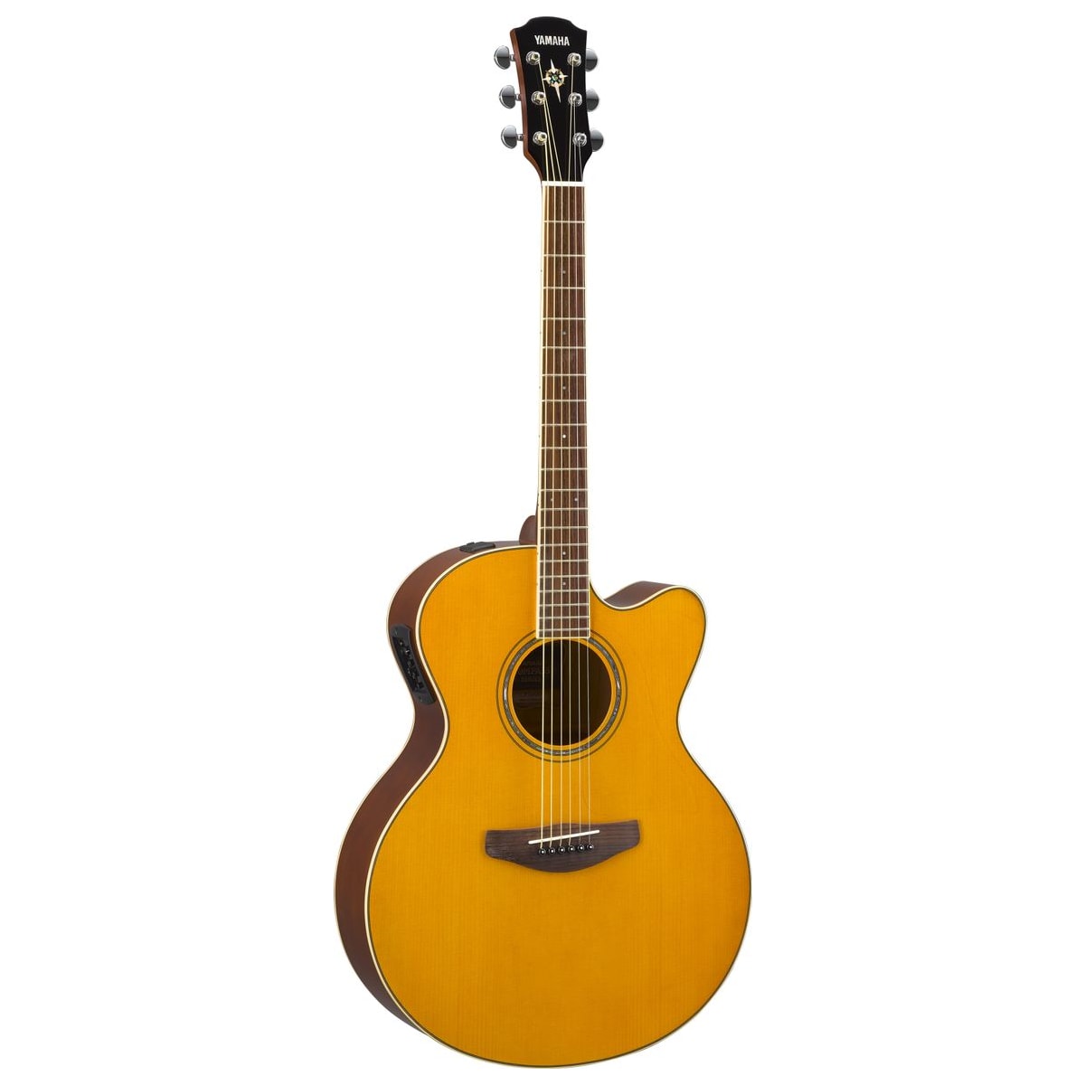 Guitarra electroacústica Yamaha CPX600 Vintage Tint vista frontal | Armonía Musical México