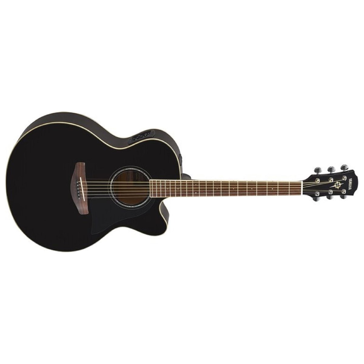 Guitarra electroacústica Yamaha CPX600 Negro vista en ángulo | Armonía Musical México