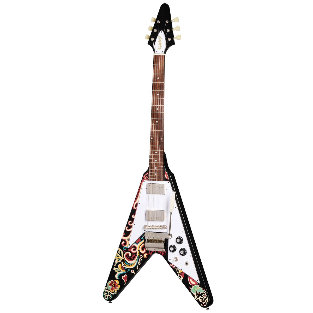 Guitarra eléctrica Epiphone Jimi Hendrix Love Drops Flying V vista frontal | Armonía Musical México