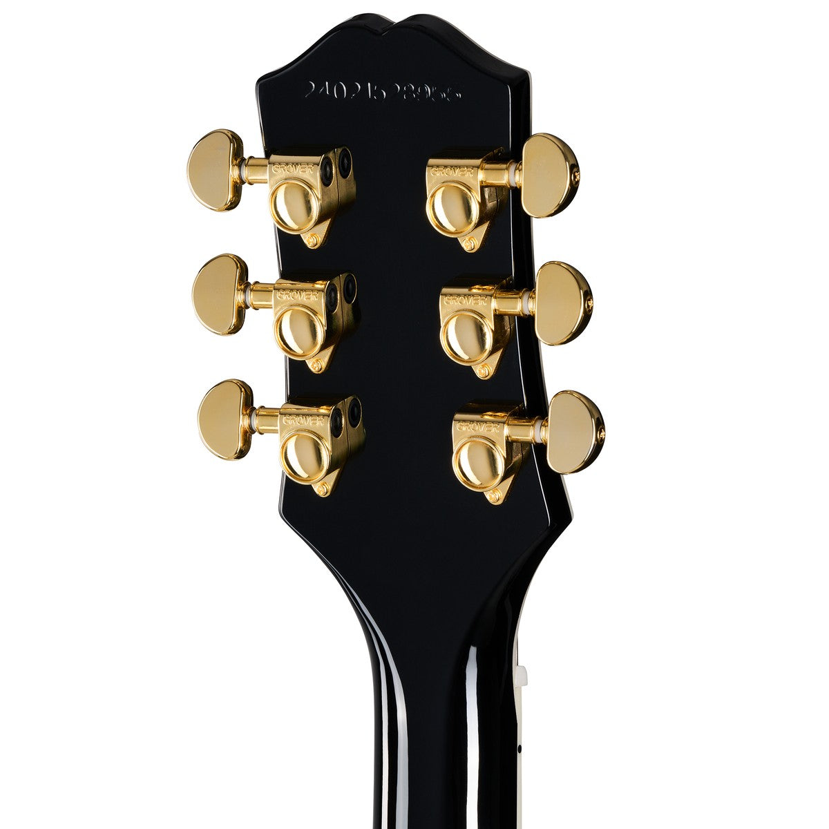 Epiphone Les Paul Custom Ebony clavijero trasero con afinadores dorados | Armonía Musical México