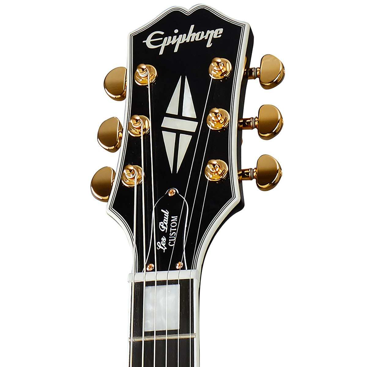 Epiphone Les Paul Custom Ebony clavijero split diamond herrajes dorados | Armonía Musical México