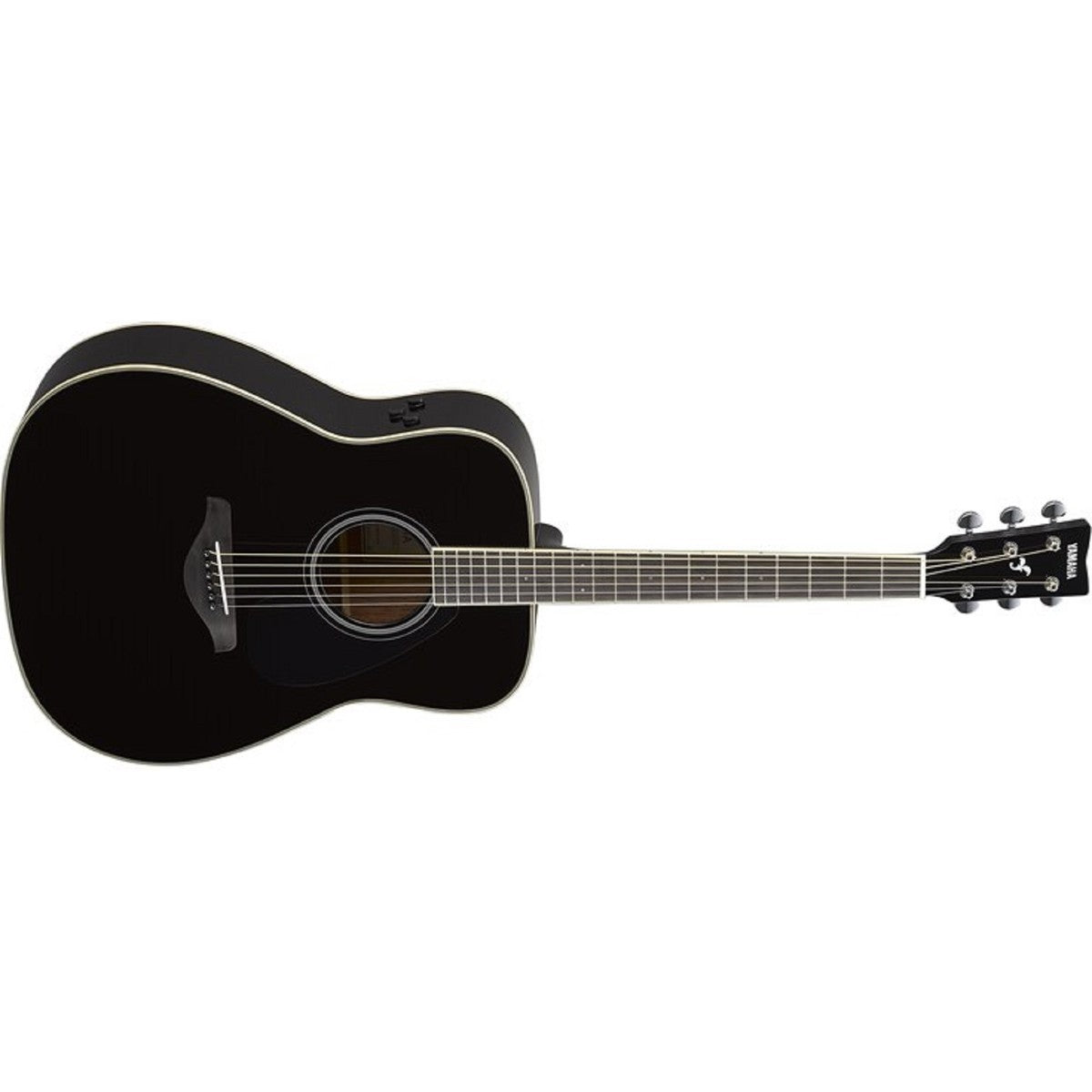 Guitarra TransAcoustic Yamaha FG-TA Black vista en ángulo | Armonía Musical México