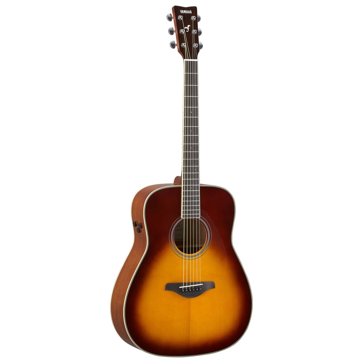 Guitarra TransAcoustic Yamaha FG-TA Brown Sunburst vista frontal | Armonía Musical México