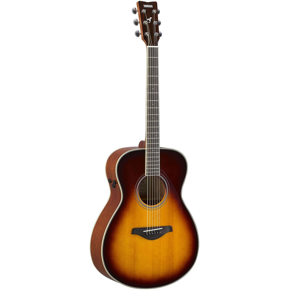 Guitarra TransAcoustic Yamaha FS-TA Brown Sunburst vista frontal | Armonía Musical México