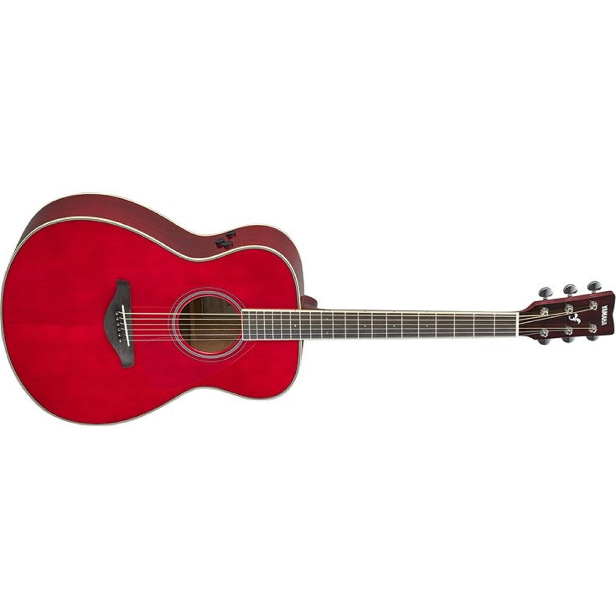 Guitarra TransAcoustic Yamaha FS-TA Ruby Red vista en ángulo | Armonía Musical México