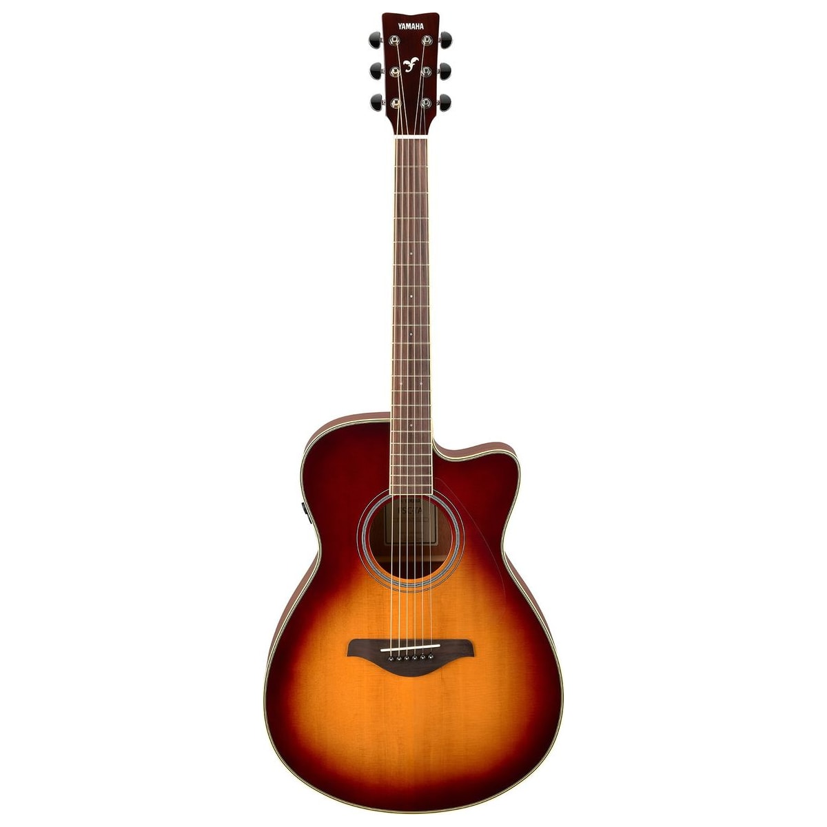 Guitarra TransAcoustic Yamaha FSC-TA cutaway Brown Sunburst vista de conjunto | Armonía Musical México