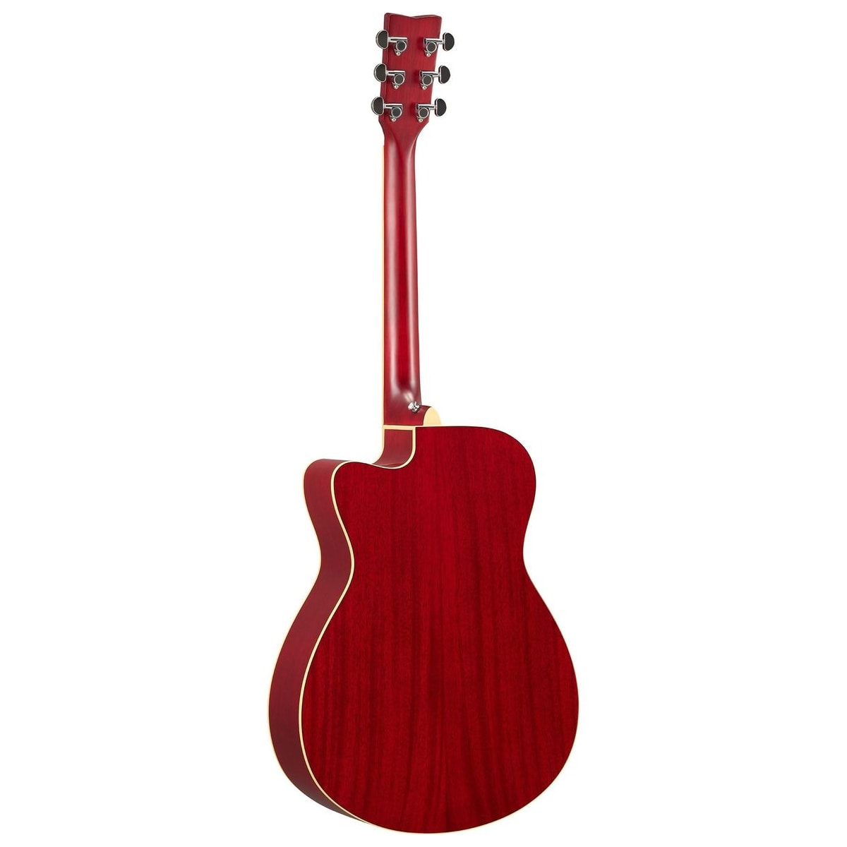Guitarra TransAcoustic Yamaha FSC-TA cutaway Ruby Red vista posterior | Armonía Musical México