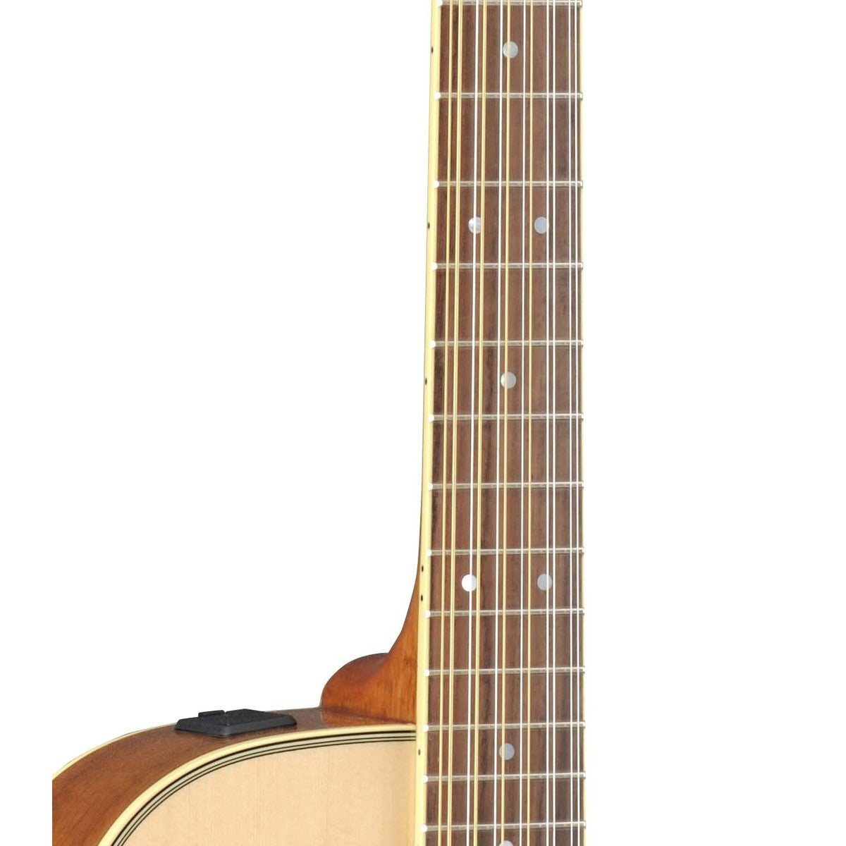 Guitarra Yamaha APX700II-12 natural detalle 12 cuerdas y diapasón | Armonía Musical México