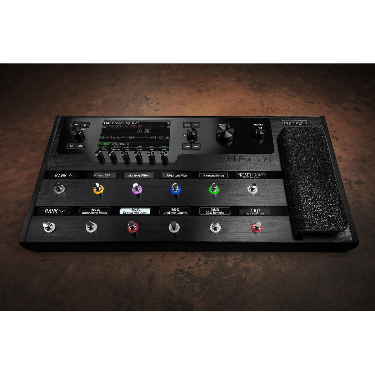 Pedalera multiefectos Line 6 Helix Floor procesador de guitarra vista frontal | Armonía Musical México