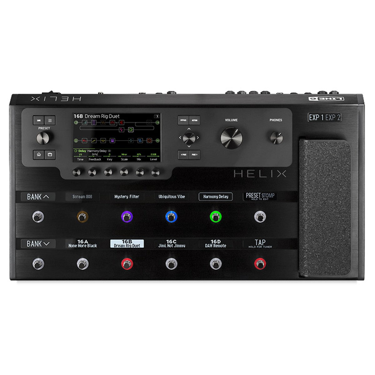 Pedalera multiefectos Line 6 Helix Floor procesador de guitarra vista superior | Armonía Musical México