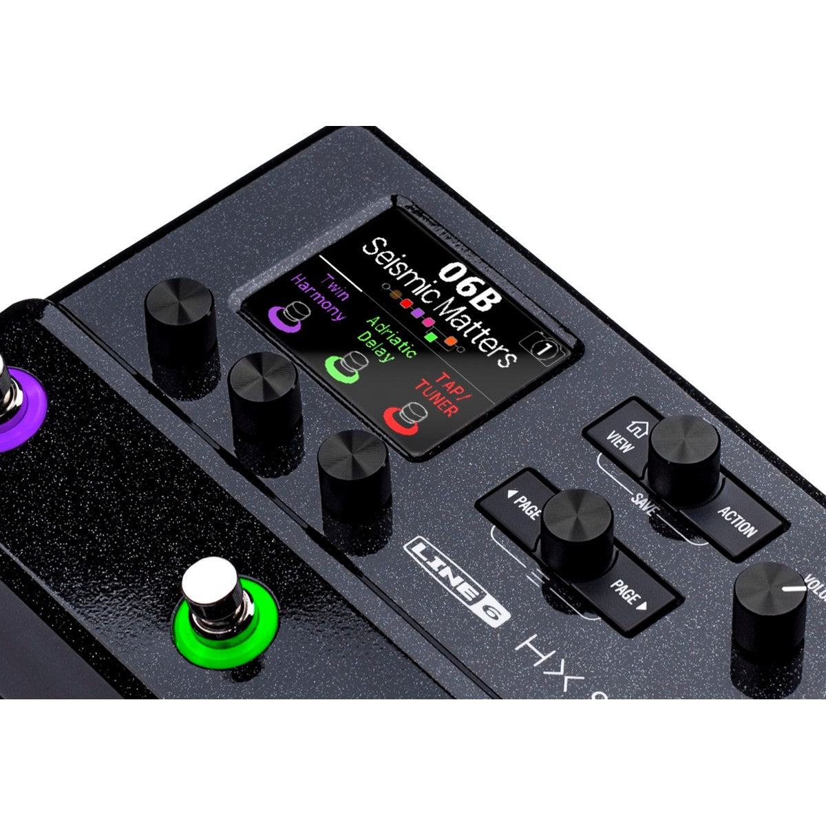 Pedal multiefectos Line 6 HX Stomp modelador compacto detalle pantalla y controles | Armonía Musical México
